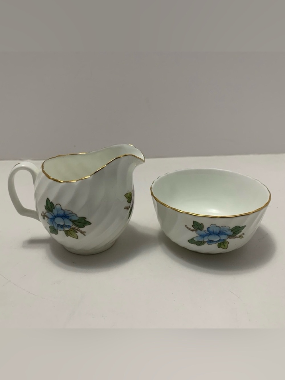 ADDERLEY mini Cream and Sugar set bone china England tea coffee floral print